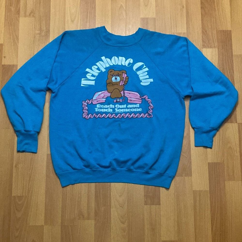 Vintage 1987 Signal Tag Telephone Club Reach Out And Touch Someone Sweater Women